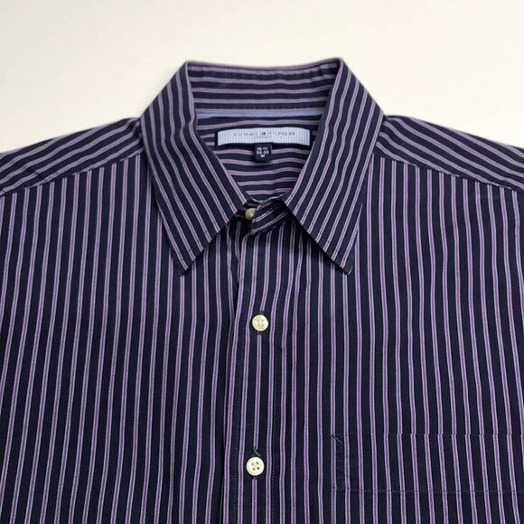 TOMMY HILFIGER Mens Medium Blue Purple Dress Shirt - Picture 1 of 3